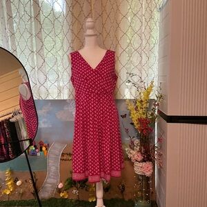 Lands' End Fuchsia Geometric Midi Dress